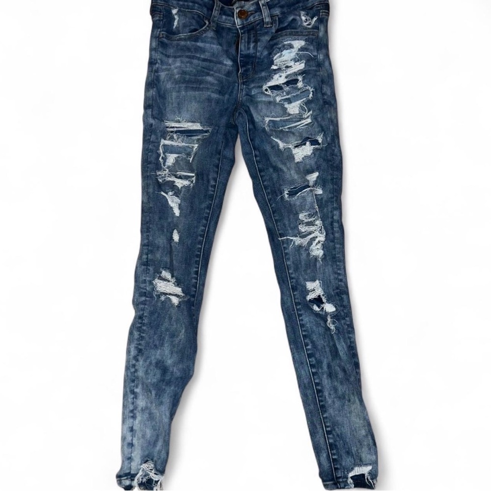American Eagle Outfitters Ripped Blue Skinny Jeans
